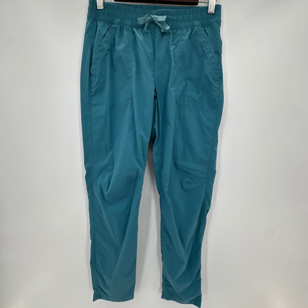 Orvis Hiking Travel Pants Womens XS Teal Blue Mid Rise Straight Leg Drawstring